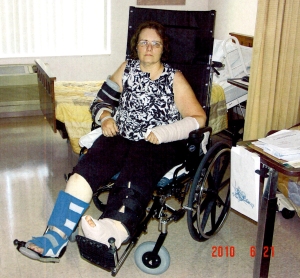 Photo taken June 21, 2010, only four days after my transfer from the hospital to Medilodge. 